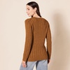 Amazon Essentials Women’s Regular Fit Soft Cotton Cable Knit Ribbed Crewneck Sweater (Available in Plus Size)(Dark Chestnut Brown Heather)