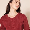 Amazon Essentials Women’s Regular Fit Soft Cotton Cable Knit Ribbed Crewneck Sweater (Available in Plus Size)(Dark Red)