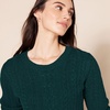 Amazon Essentials Women’s Regular Fit Soft Cotton Cable Knit Ribbed Crewneck Sweater (Available in Plus Size)(Deep Pine)