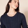Amazon Essentials Women’s Regular Fit Soft Cotton Cable Knit Ribbed Crewneck Sweater (Available in Plus Size)(Navy)