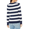 Amazon Essentials Women’s Regular Fit Soft Cotton Cable Knit Ribbed Crewneck Sweater (Available in Plus Size)(Navy/White Stripe)
