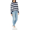 Amazon Essentials Women’s Regular Fit Soft Cotton Cable Knit Ribbed Crewneck Sweater (Available in Plus Size)(Navy/White Stripe)