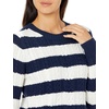 Amazon Essentials Women’s Regular Fit Soft Cotton Cable Knit Ribbed Crewneck Sweater (Available in Plus Size)(Navy/White Stripe)