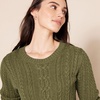 Amazon Essentials Women’s Regular Fit Soft Cotton Cable Knit Ribbed Crewneck Sweater (Available in Plus Size)(Olive)