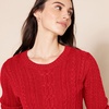 Amazon Essentials Women’s Regular Fit Soft Cotton Cable Knit Ribbed Crewneck Sweater (Available in Plus Size)(Red)