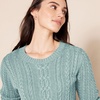 Amazon Essentials Women’s Regular Fit Soft Cotton Cable Knit Ribbed Crewneck Sweater (Available in Plus Size)(Sage Green Heather)