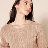 Amazon Essentials Women’s Regular Fit Soft Cotton Cable Knit Ribbed Crewneck Sweater (Available in Plus Size)(Taupe Heather)