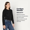 Amazon Essentials Women’s Regular-Fit Faux Mohair Wool Blend Sweater Cardigan with Gold Buttons, High Round Neckline(Black)