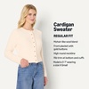 Amazon Essentials Women’s Regular-Fit Faux Mohair Wool Blend Sweater Cardigan with Gold Buttons, High Round Neckline(Cream)