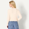 Amazon Essentials Women’s Regular-Fit Faux Mohair Wool Blend Sweater Cardigan with Gold Buttons, High Round Neckline(Cream)