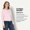 Amazon Essentials Women’s Regular-Fit Faux Mohair Wool Blend Sweater Cardigan with Gold Buttons, High Round Neckline(Pastel Lilac)