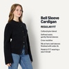 Amazon Essentials Women’s Regular-Fit Long-Sleeve Cardigan with Bell Sleeves and Shaped Waist(Black)