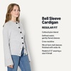 Amazon Essentials Women’s Regular-Fit Long-Sleeve Cardigan with Bell Sleeves and Shaped Waist(Light Grey Heather)