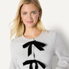 Amazon Essentials Women’s Regular-Fit Long-Sleeve Tie Front Cardigan with Bows, Blouson Sleeve, Rib Cuff(Light Grey Heather)