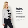 Amazon Essentials Women’s Regular-Fit Long-Sleeve Tie Front Cardigan with Bows, Blouson Sleeve, Rib Cuff(Light Grey Heather)