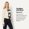 Amazon Essentials Women’s Regular-Fit Long-Sleeve Tie Front Cardigan with Bows, Blouson Sleeve, Rib Cuff(Oatmeal Heather)