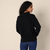 Amazon Essentials Women’s Regular-Fit Midweight Cotton Polo Pullover Sweater, Long Sleeve, V Neck, Collared(Black)