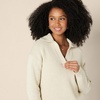 Amazon Essentials Women’s Regular-Fit Midweight Cotton Polo Pullover Sweater, Long Sleeve, V Neck, Collared(Sand Heather)