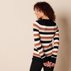 Amazon Essentials Women’s Regular-Fit Soft Touch Crewneck Long-Sleeve Sweater(Black Brown Rugby Stripe)