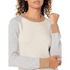 Amazon Essentials Women’s Regular-Fit Soft Touch Crewneck Long-Sleeve Sweater(Grey Oatmeal Heather Color Block)