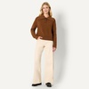 Amazon Essentials Women’s Relaxed-Fit Button Collar Sweater, Ribbed, Soft Cotton Blend, Dropped Shoulders(Caramel Heather)