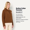 Amazon Essentials Women’s Relaxed-Fit Button Collar Sweater, Ribbed, Soft Cotton Blend, Dropped Shoulders(Caramel Heather)