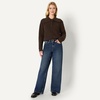 Amazon Essentials Women’s Relaxed-Fit Button Collar Sweater, Ribbed, Soft Cotton Blend, Dropped Shoulders(Charcoal Heather)