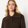 Amazon Essentials Women’s Relaxed-Fit Button Collar Sweater, Ribbed, Soft Cotton Blend, Dropped Shoulders(Charcoal Heather)