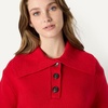 Amazon Essentials Women’s Relaxed-Fit Button Collar Sweater, Ribbed, Soft Cotton Blend, Dropped Shoulders(Red)