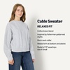 Amazon Essentials Women’s Relaxed-Fit Cable Crewneck Sweater(Light Grey Heather)