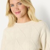 Amazon Essentials Women’s Relaxed-Fit Cable Crewneck Sweater(Oatmeal Heather)