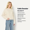 Amazon Essentials Women’s Relaxed-Fit Cable Crewneck Sweater(Oatmeal Heather)