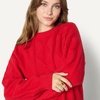 Amazon Essentials Women’s Relaxed-Fit Cable Crewneck Sweater(Red)
