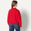 Amazon Essentials Women’s Relaxed-Fit Cable Crewneck Sweater(Red)