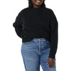 Amazon Essentials Women’s Relaxed-Fit Cable Knit Sweater, Soft-Touch Modern Crewneck (Plus(Black)