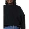 Amazon Essentials Women’s Relaxed-Fit Cable Knit Sweater, Soft-Touch Modern Crewneck (Plus(Black)