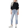 Amazon Essentials Women’s Relaxed-Fit Cable Knit Sweater, Soft-Touch Modern Crewneck (Plus(Black)