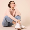 Amazon Essentials Women’s Relaxed-Fit Cable Knit Sweater, Soft-Touch Modern Crewneck (Plus(Blush)