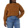 Amazon Essentials Women’s Relaxed-Fit Cable Knit Sweater, Soft-Touch Modern Crewneck (Plus(Dark Camel Heather)