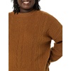 Amazon Essentials Women’s Relaxed-Fit Cable Knit Sweater, Soft-Touch Modern Crewneck (Plus(Dark Camel Heather)