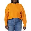 Amazon Essentials Women’s Relaxed-Fit Cable Knit Sweater, Soft-Touch Modern Crewneck (Plus(Dark Orange)