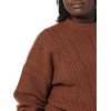 Amazon Essentials Women’s Relaxed-Fit Cable Knit Sweater, Soft-Touch Modern Crewneck (Plus(Dark Toffee Brown)