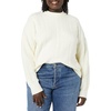 Amazon Essentials Women’s Relaxed-Fit Cable Knit Sweater, Soft-Touch Modern Crewneck (Plus(Ivory)