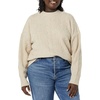 Amazon Essentials Women’s Relaxed-Fit Cable Knit Sweater, Soft-Touch Modern Crewneck (Plus(Tan Heather)