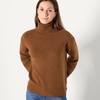 Amazon Essentials Women’s Relaxed-Fit Cotton Blend Turtleneck Pullover Sweater with Dropped Shoulders, Rib Trim(Caramel Heather)