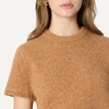 Amazon Essentials Women’s Relaxed-Fit Faux Mohair Short Sleeve Sweater Top(Camel Heather)