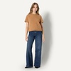 Amazon Essentials Women’s Relaxed-Fit Faux Mohair Short Sleeve Sweater Top(Camel Heather)