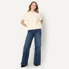 Amazon Essentials Women’s Relaxed-Fit Faux Mohair Short Sleeve Sweater Top(Cream)