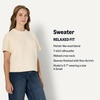 Amazon Essentials Women’s Relaxed-Fit Faux Mohair Short Sleeve Sweater Top(Cream)