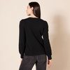 Amazon Essentials Women’s Relaxed-Fit Soft Touch Long Sleeve Pleated Shoulder Crewneck Sweater(Black)